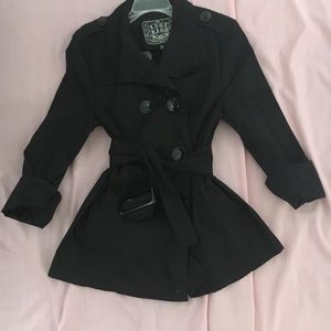 Cotton belted black jacket.